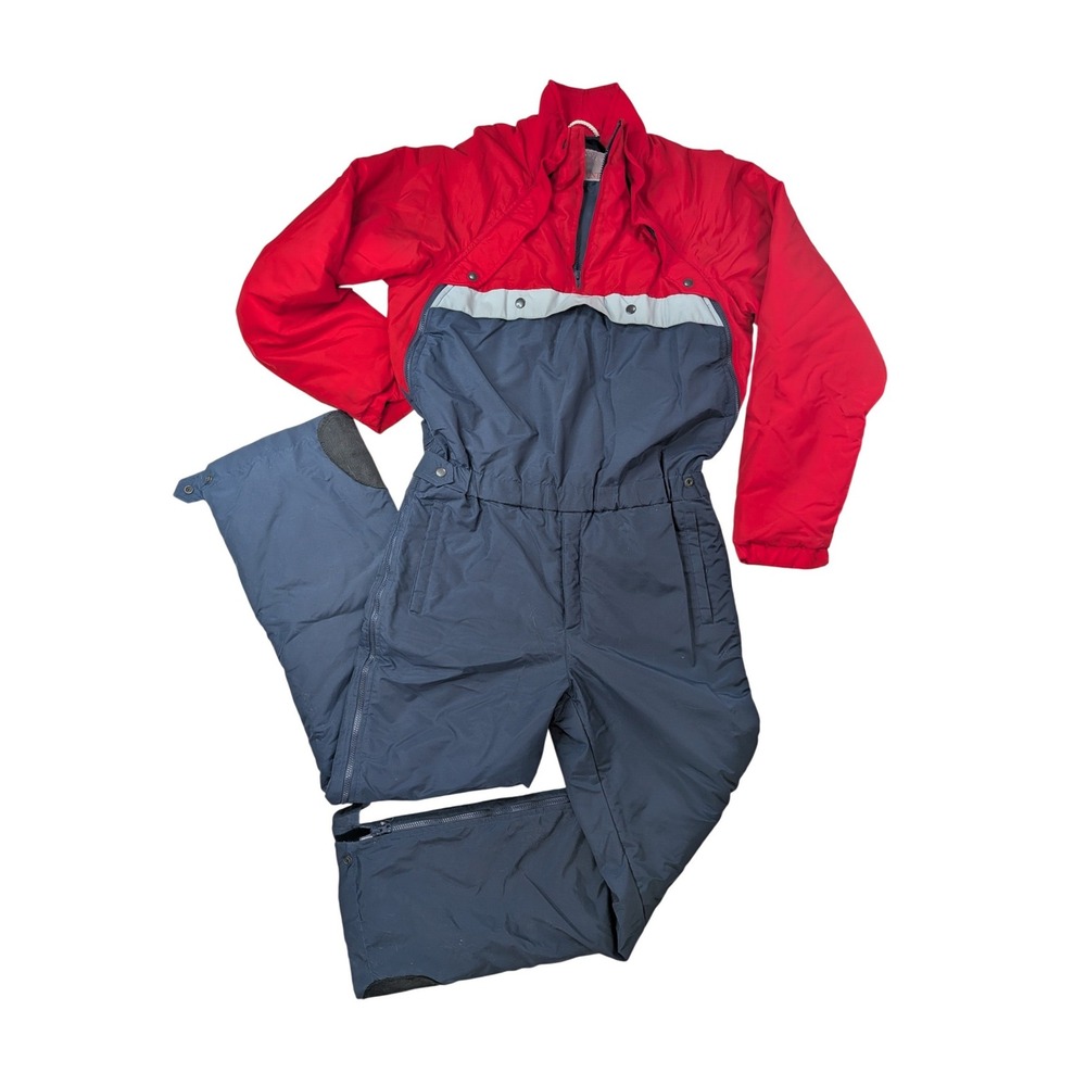 Snowy Mountain Vintage Snowsuit Mens M Red Navy Insulated One Piece Ski Suit